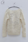 SWAYING 24 Autumn and Winter Wool Hollow V-neck Pullover SW-SW24AW1T56-BAI White